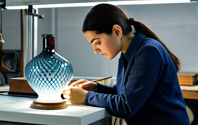 **

"A Turkish artisan in a well-lit workshop, carefully examining a piece of handcrafted glass art enhanced with intricate digital patterns, displayed on its surface. She is fully clothed in modest, professional attire appropriate for glass work. Background features modern digital design tools and traditional glassblowing equipment. Safe for work, appropriate content, perfect anatomy, natural proportions, well-formed hands, proper finger count, family-friendly, professional photograph, high resolution."

**
