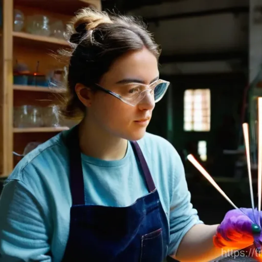 유리공예 대회 및 공모전 정보 - **Prompt 1: Young Glass Artist in a Vibrant Studio**
"A vibrant, well-lit glass blowing studio i...