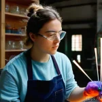 유리공예 대회 및 공모전 정보 - **Prompt 1: Young Glass Artist in a Vibrant Studio**
    "A vibrant, well-lit glass blowing studio i...