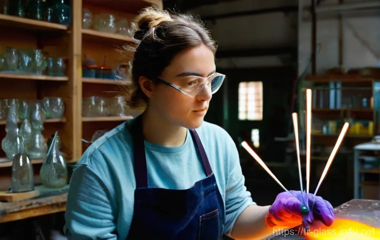 유리공예 대회 및 공모전 정보 - **Prompt 1: Young Glass Artist in a Vibrant Studio**
"A vibrant, well-lit glass blowing studio i...
